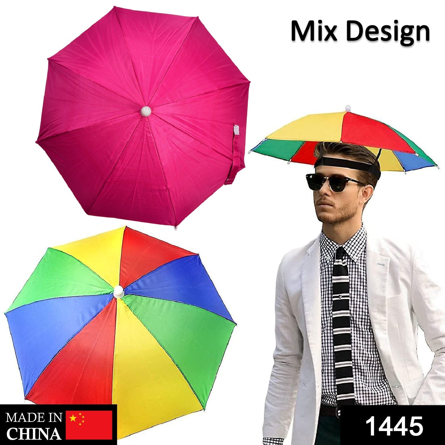 Umbrella hat, hands-free, for sun and rain protection. Umbrella hat, hands-free, for sun and rain protection.